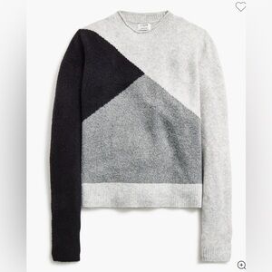 J. Crew Gray and Black Colorblock Crewneck Sweater